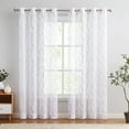 thumbnail image 2 of Curtainking Sheer Curtains Floral Embroidery Drapes 84 inch Voile Light Filtering Window Curtain Set for Living Room Bedroom Grommet 2 Panels White, 2 of 7