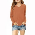 thumbnail image 4 of FAIWAD Girls Long Sleeve Tops Kids Soft Casual V Neck Tops Solid Color Basic Cute Clothes for Teen Girls, 4 of 5
