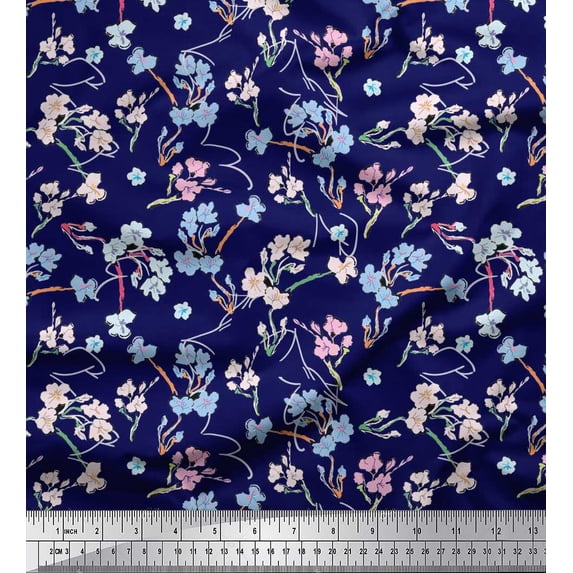 Soimoi Rayon Fabric Artistic Floral Print Fabric by Yard 56 Inch Wide