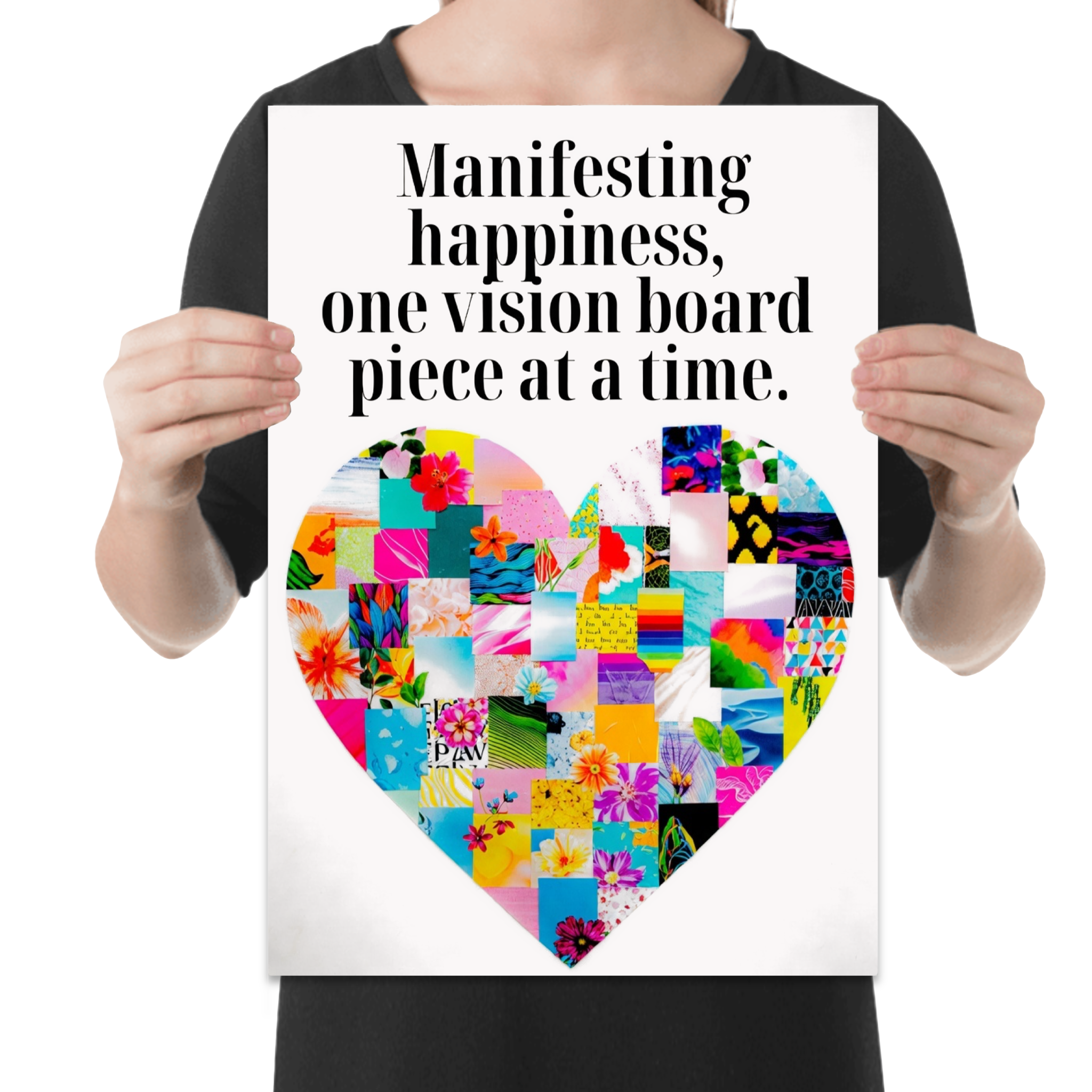 Manifesting Happiness Vision Board Art - Mental Health Advocate - 13x19 Poster Print