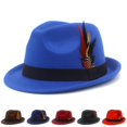 thumbnail image 2 of Unisex Top Wool Bowler Hat With Satin Lined Sizes S To Xl Purple L, 2 of 4