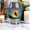thumbnail image 4 of MUKTIVE Cowboys Cremation Urns for Human Ashes for Male Combo - Blue Funeral Urn for Human Ashes for Men Small - Home Decor Ash Holder - Remembrance Gift for Loss of Family (1 Large, 4 Keepsake), 4 of 7