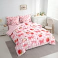 thumbnail image 3 of Castle Fairy Girls Kawaii Ribbon Bowknot Twin Bedding Sets 7-Piece,Cartoon Strawberry Love Heart Bedding Comforter Set Microfiber,Geometric Plaid Breathable Sheet Sets,Microfiber Bedroom Decor, 3 of 8