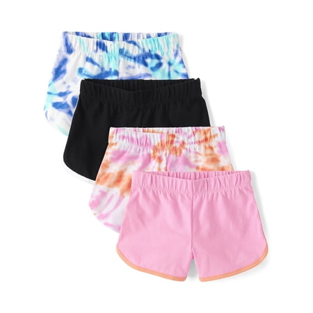 The Children's Place Girls Pull On Everyday Tie Dye Dolphin Shorts, 4-Pack, Sizes XS-XXL