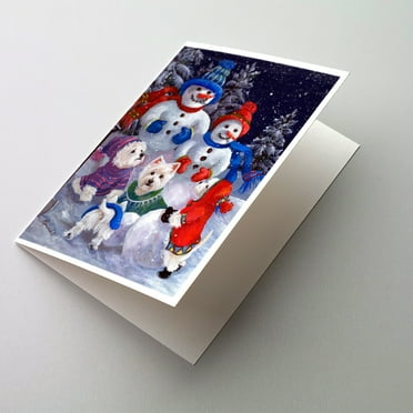 Caroline's Treasures Westie Snowpeople Greeting Cards with Envelopes, 5" x 7" (8 Count)