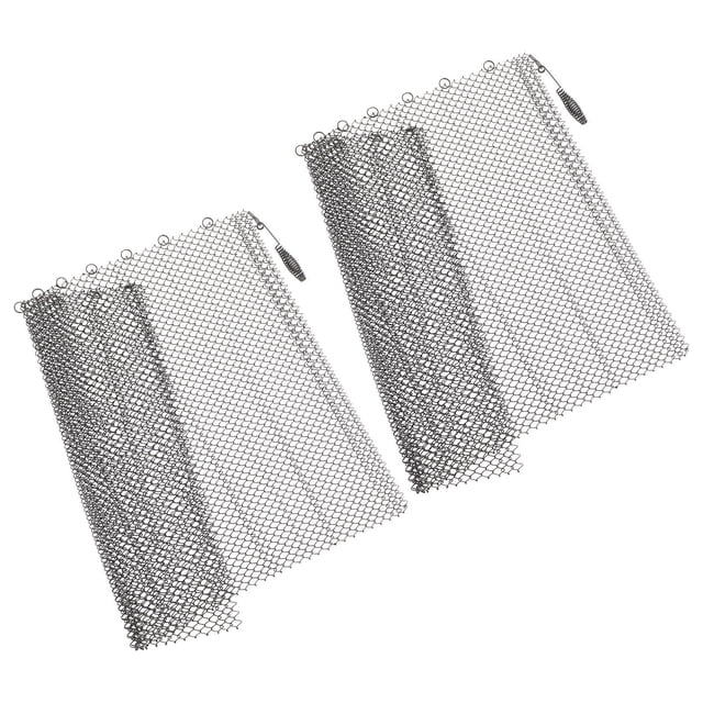 HOOWIFFY 2 Pcs Panneaux d'Écran de Cheminée en Métal Noir avec Poignées Rideau en Maille Robuste pour Foyer