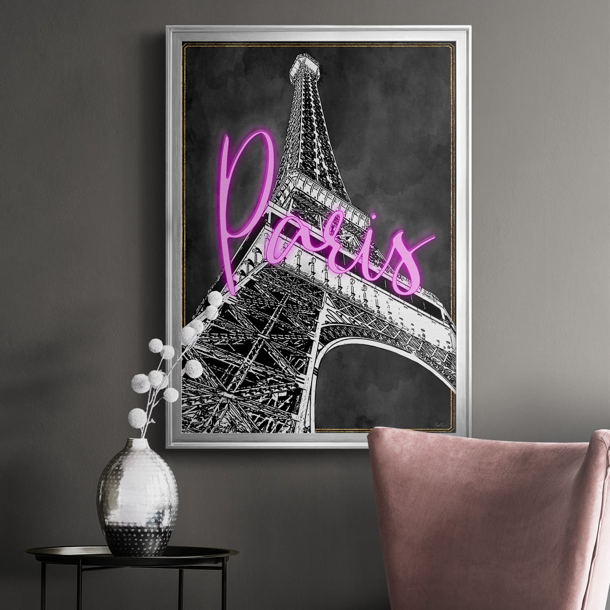 Neon Nights In Paris Premium Classic Framed Print - Ready to Hang