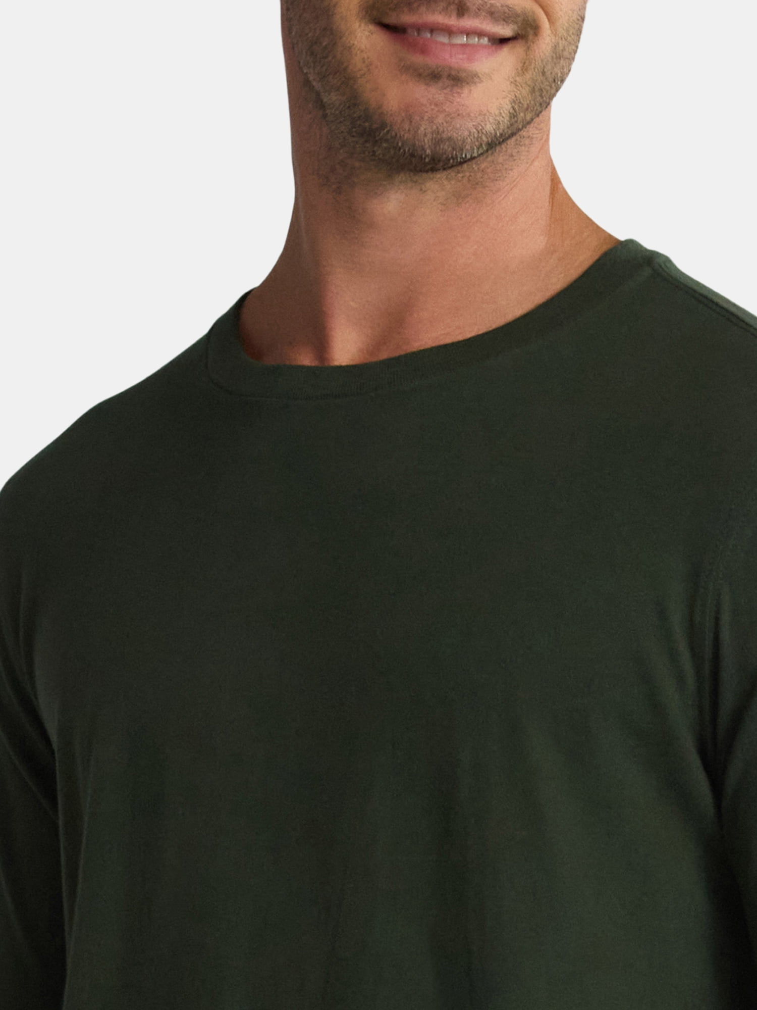 George Men's & Big Men's Relaxed Fit Cotton Crewneck T-Shirt with Long Sleeves, Size XS-3XL