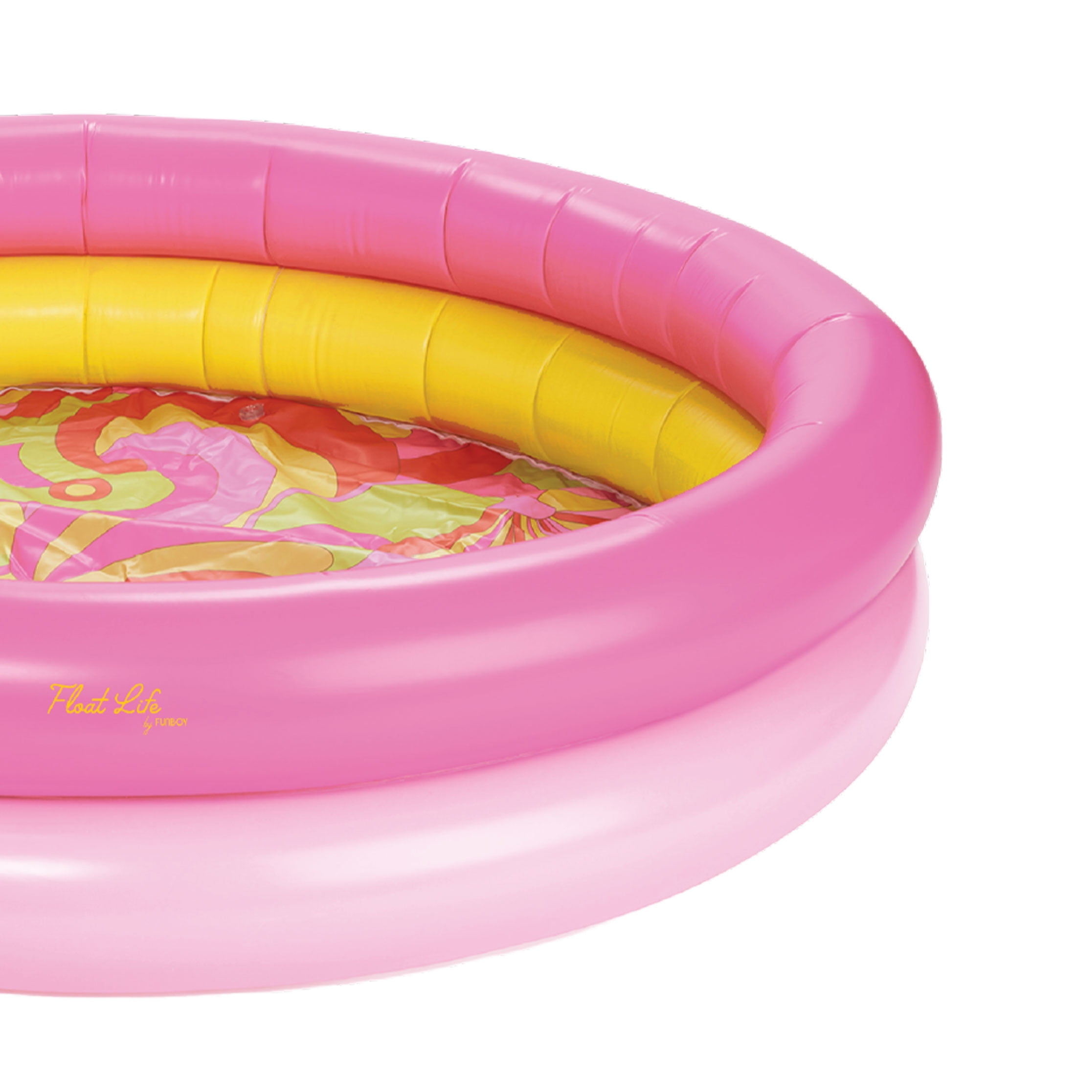 Float Life by Funboy Inflatable Round 2-Ring Pool, Retro Swirl, 65'', Swimming Pool, Kids 6+ & Adult