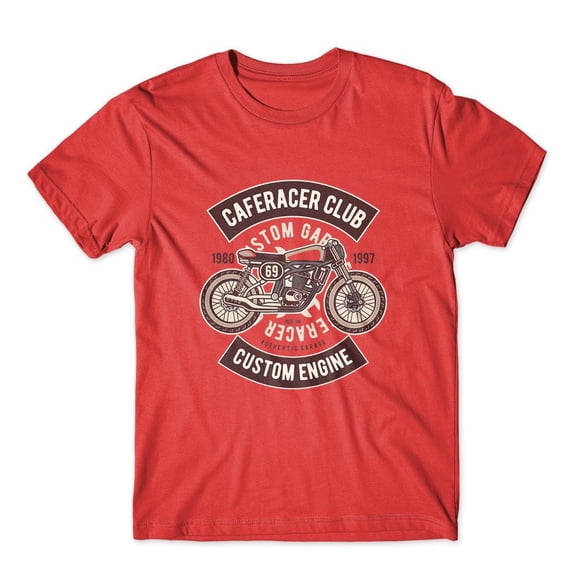 Mighty Circus Caferacer Club Custon Engine T-Shirt 100% Cotton Premium Tee NEW - Red, Extra Large