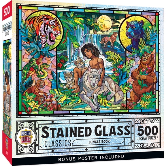 MasterPieces 500 Piece Stained Glass Jigsaw Puzzle - Jungle Book - 15"x21"