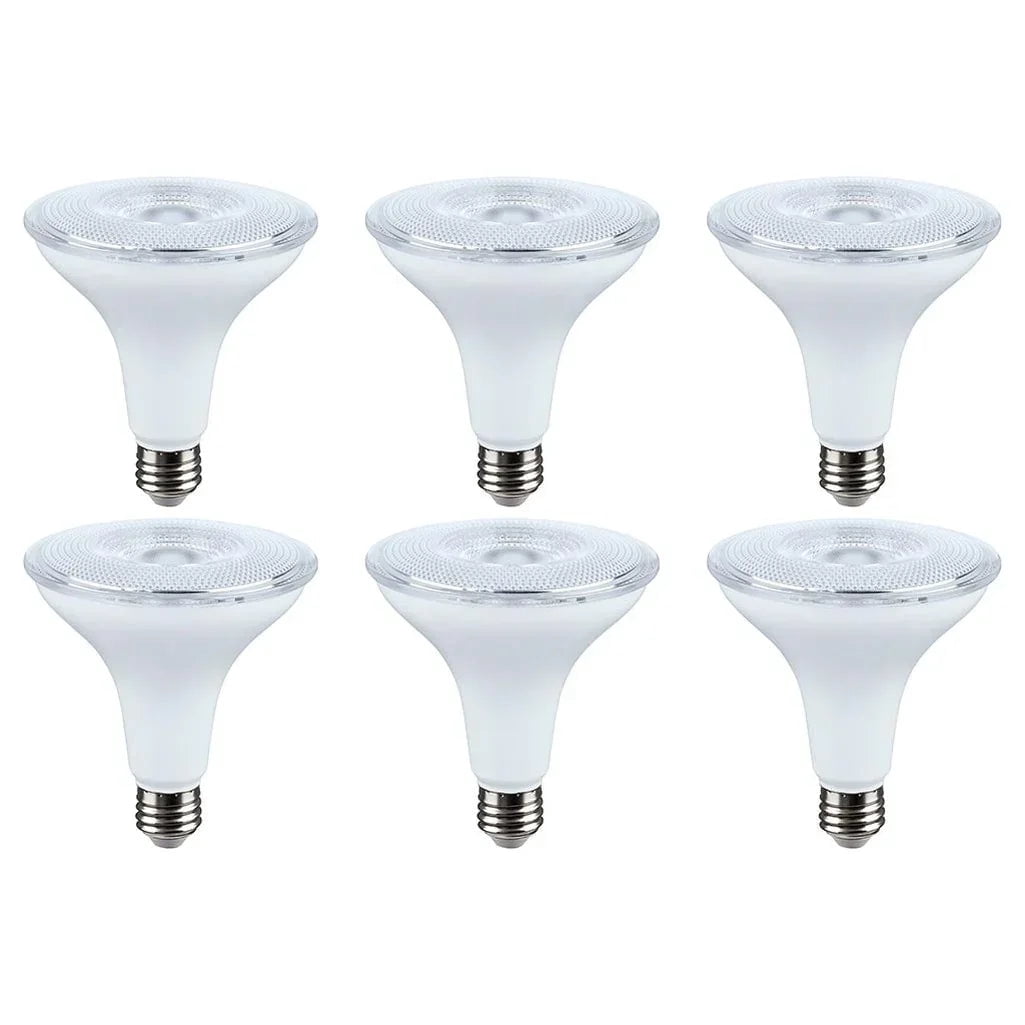 14 Watt Dusk to Dawn LED - PAR38 - 3000K - Medium Base - White Finish - 120 Volt - 6-Pack