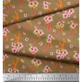 thumbnail image 2 of Soimoi Satin Silk Fabric Leaves & Floral Artistic Print Sewing Fabric Yard 42 Inch Wide, 2 of 3