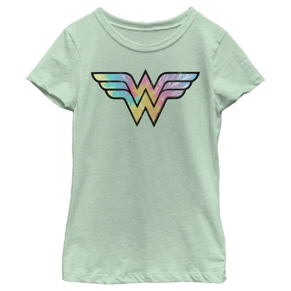 Girl's Wonder Woman Tie-Dye Logo  Graphic Tee Mint X Large