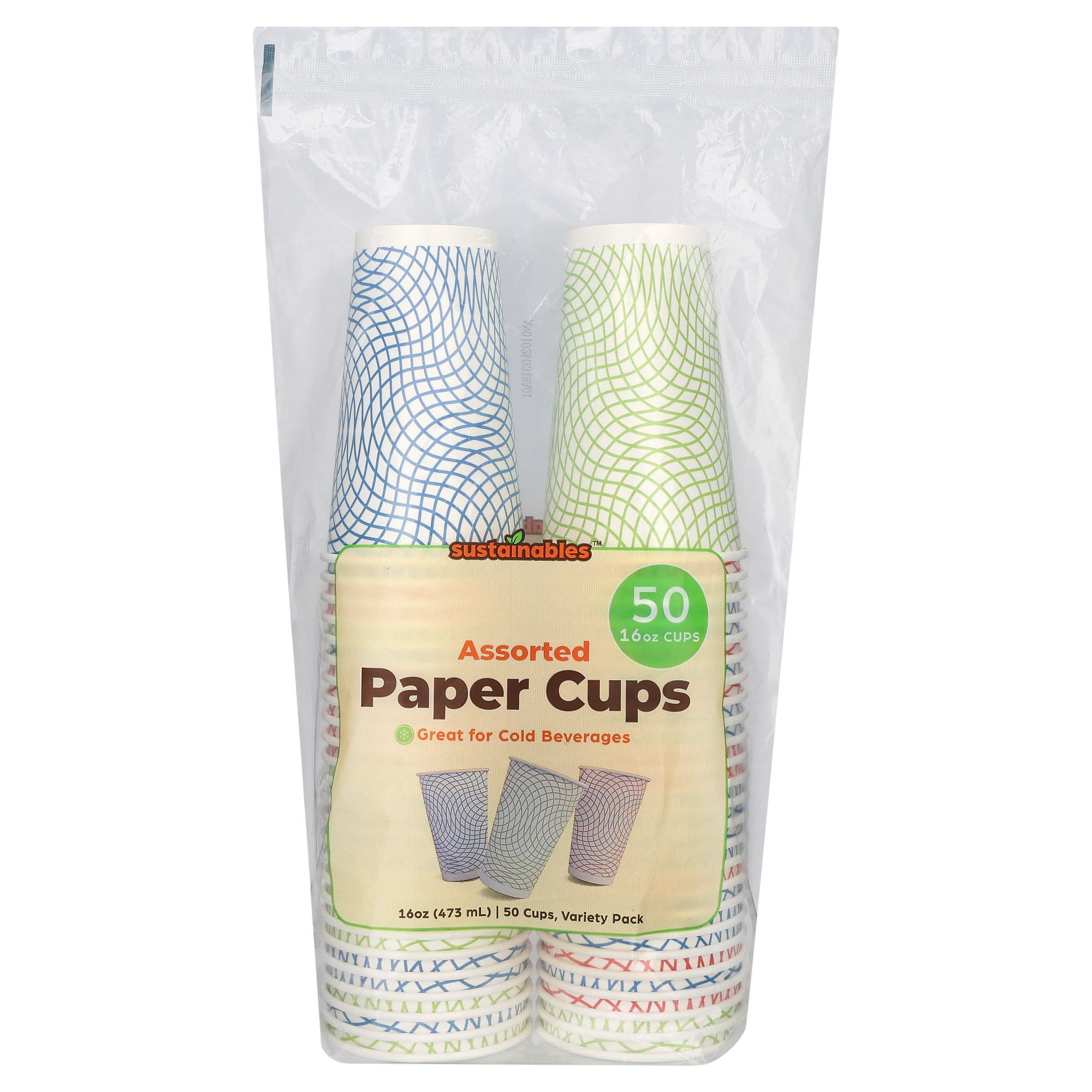 Sustainables 16 oz Assorted Paper Cups, 50 Count