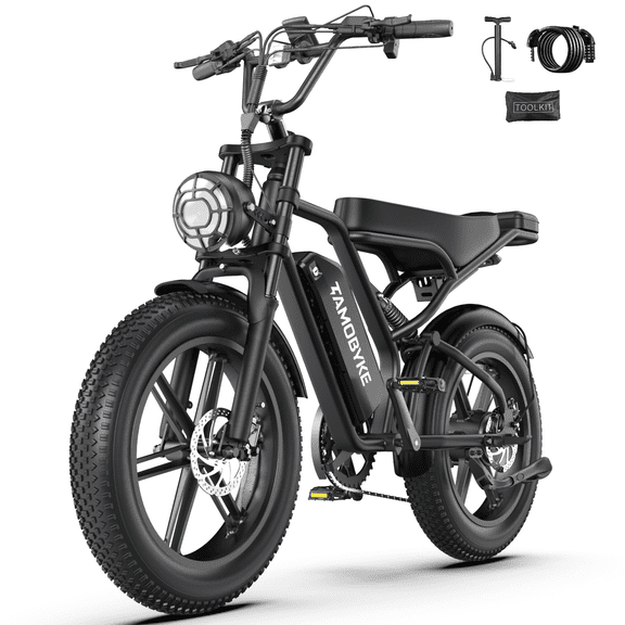 Tamobyke T60 Electric Bike for Adults, 750W 28MPH, 48V 18.2Ah, 20" Fat Tire Electric Mountain Bike, Full Suspension, App Control, Class 3,UL2849 Certified
