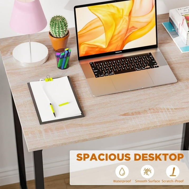 FDW 32 inch Computer Desk,Office Desk with Metal Frame,Writing for Small Space,Nature