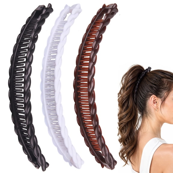 Banana Hair Clips, Casewin 3 Pack Vintage Clincher Combs Tool for Women,Vintage Large Bananas Hair Clip for Thick Fine Hair Banana Combs Barrettes
