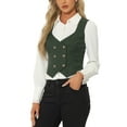 thumbnail image 4 of INSPIRE CHIC Women's Steampunk Vest Suit Racerback Vintage Plaid Waistcoat L Green, 4 of 5