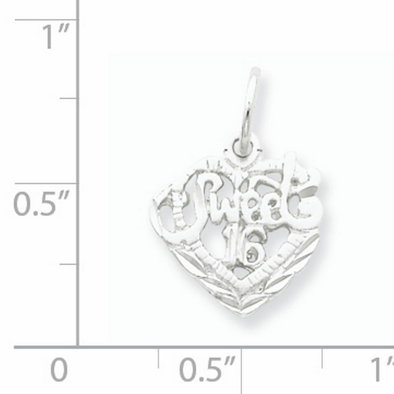 Sterling Silver Sweet 16 Charm (20 X 14) Made In India qc3076