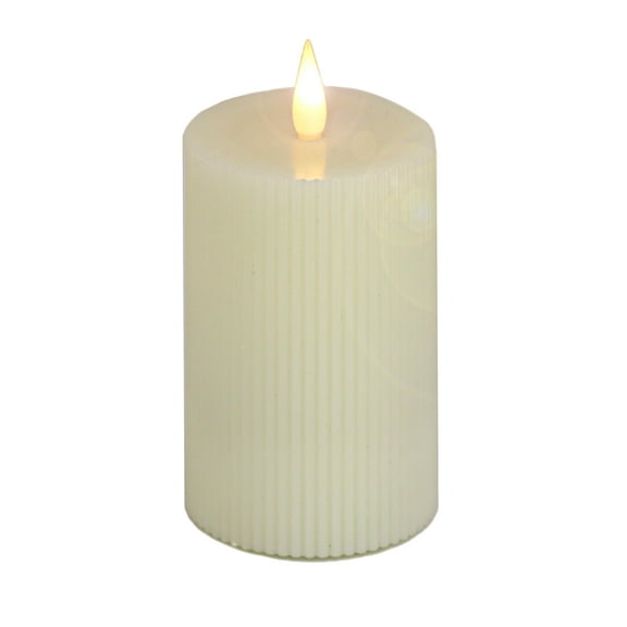 HGTV Home Collection Georgetown Real Motion Flameless Candle With Remote, Ivory with Warm White LED Lights, Battery Powered, 7 in