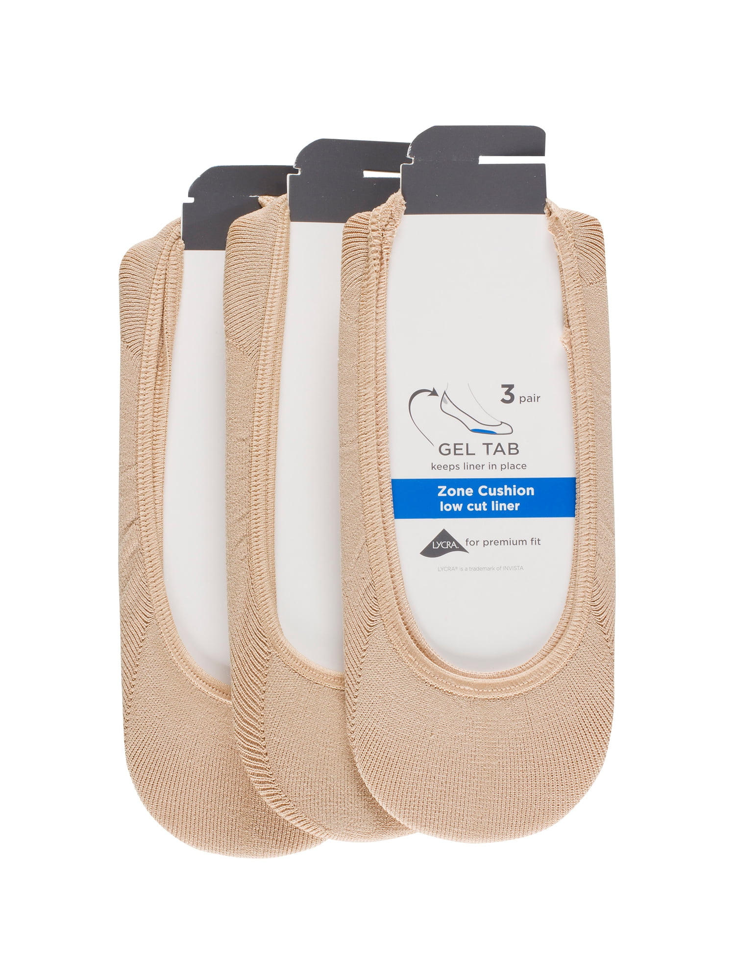 Ladies Microfiber Ultra Low Cut Liner With Gel Tab And Pad, 3 Pairs