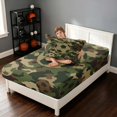 thumbnail image 4 of Manfei Cartoon Sports Twin Fitted Sheet, Camo Soccer Bedding, Camo Green Beige Brown 2 Pieces, 1 Fitted Sheet and 1 Pillowcase, 4 of 6