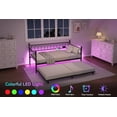thumbnail image 6 of Twin Size Daybed Frame with Trundle, Metal Twin Size Day Bed Heavy Duty Metal Platform Sofa Bed Frame with Charging Station and LED Lights Pull Out Day Bed Frame for Small Spaces, 6 of 9