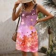 thumbnail image 3 of Lovskoo Summer Dresses for Women 2024 Sleeveless Mini Dress Sundresses Floral Printed Casual with Pockets Boho Beach Dress T-Shirts Dress V Neck Loose Tank Dresses Multicolor 2XL, 3 of 4