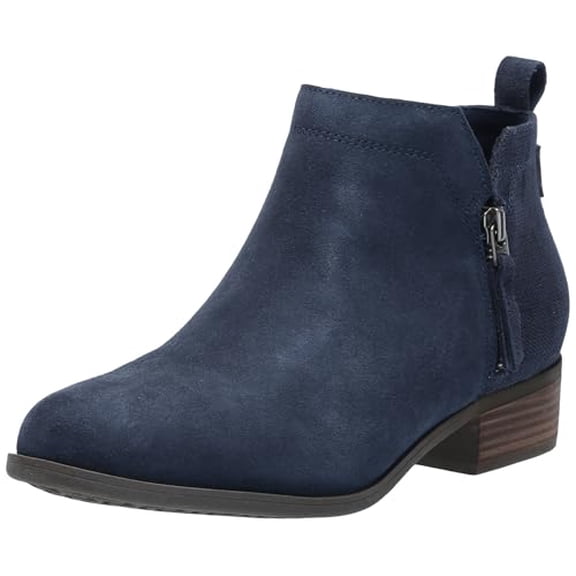 TOMS WOMEN'S DAHLIA ANKLE BOOTS - SIZE: WOMEN 7.5 NAVY SUEDE/HERITAGE CANVAS