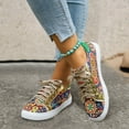 thumbnail image 2 of Rokment Women's Ethnic Geometric Low Top Fashion Sneakers Metallic Gold Lace up Walking Flat Casual Canvas Shoes 2026 Spring Fall Gold Size 6.5, 2 of 6