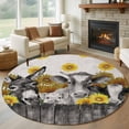 thumbnail image 2 of Vintage Grey Farm Animals Round Area Rugs Collection 5', Rustic Sunflowers Cow Pig Non Slip Indoor Circular Throw Runner Rug Floor Mat Carpet for Living Room Dining Table Bedroom Nursery, 2 of 9