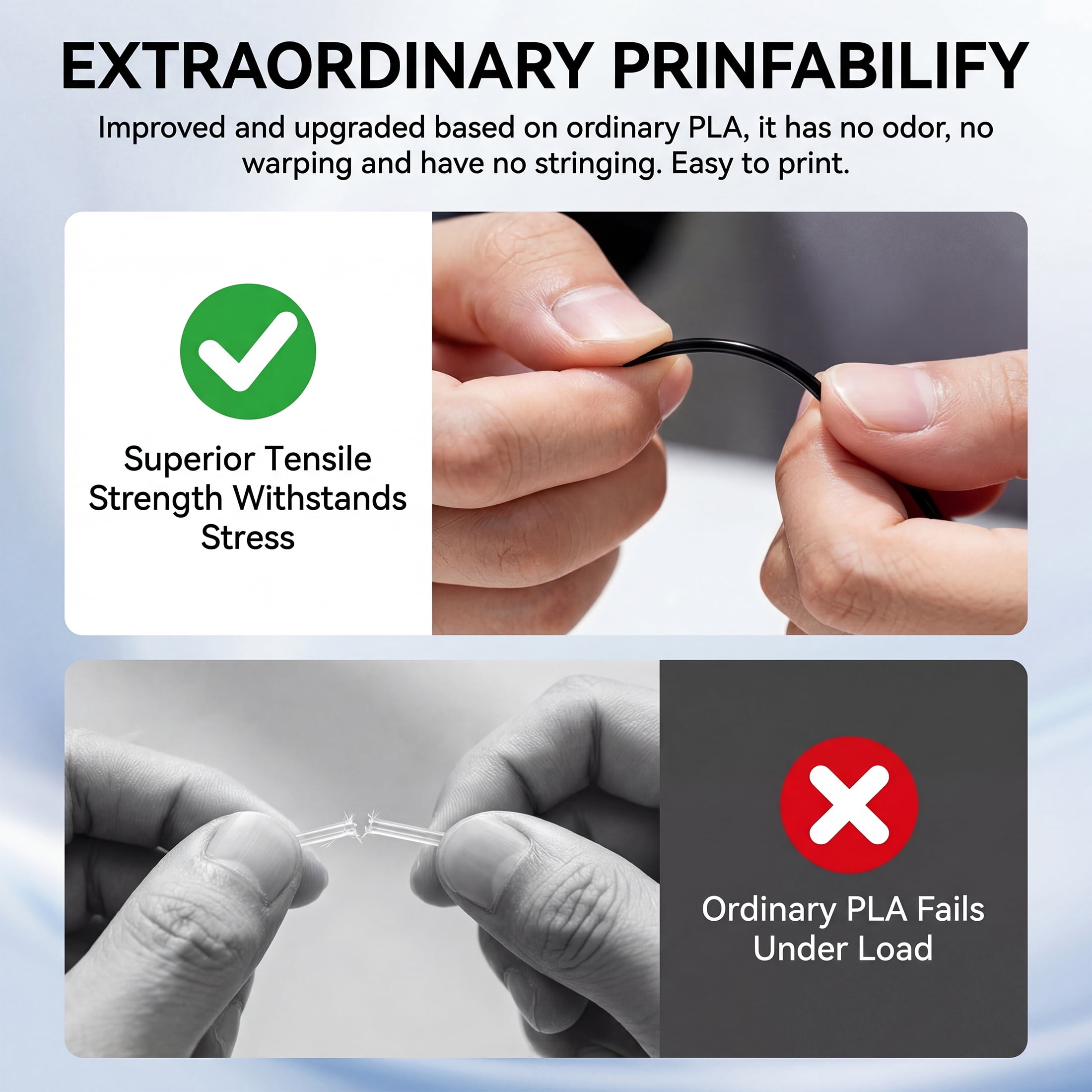 Epelay PLA Plus 3D Printer Filament, 1.75mm, 4 x 1kg Spools, Black & White, Compatible with Most FDM Printers