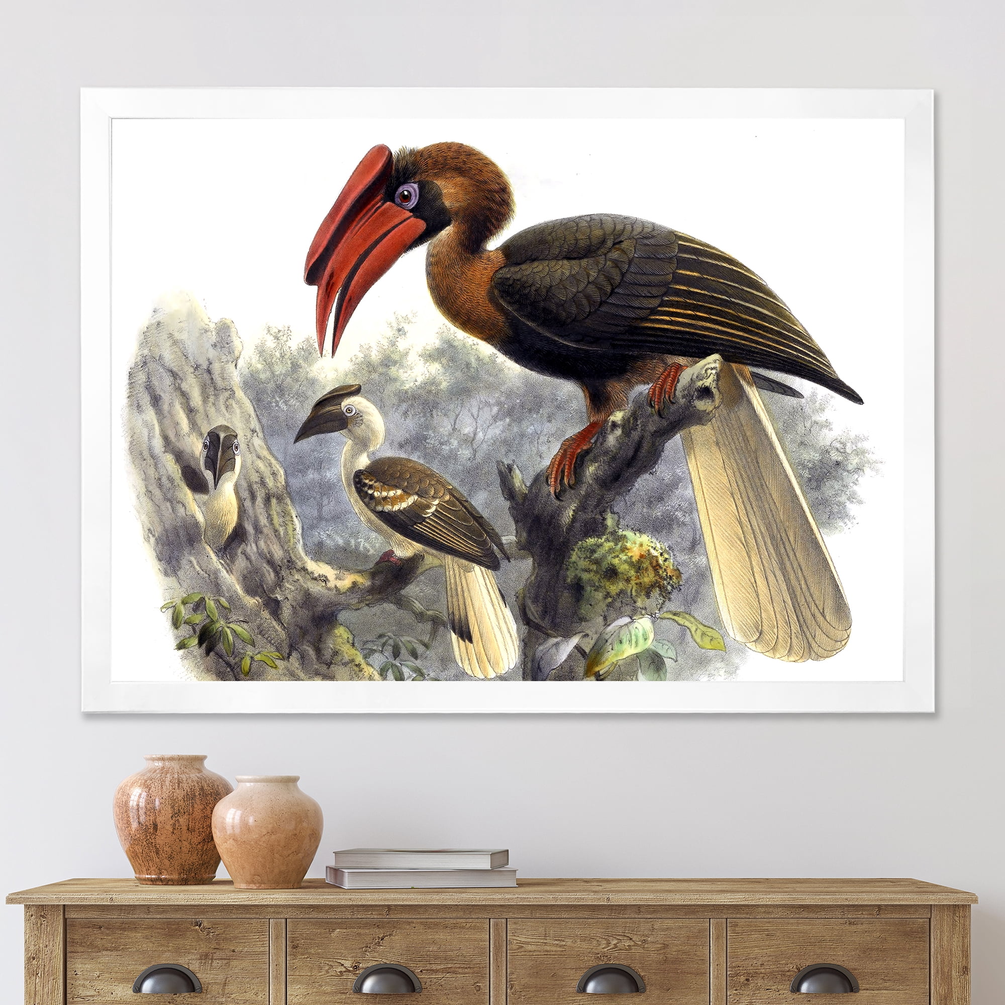 Designart 'Ancient Australian Birds XI' Traditional Framed Art Print