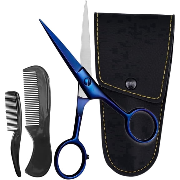 ONTAKI Beard & Mustache Scissors 5 in German Steel Grooming Kit with Comb and Case