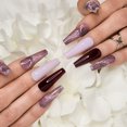 thumbnail image 6 of Hypnaughty 24 Pcs Bordeaux Marble Extra Long Coffin Press On Nails and Glue with Light Pink and Solid Bordeaux Reusable XL False Nails, 6 of 6