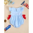 thumbnail image 6 of Okbabeha Newborn Baby Girls 4th of July Outfits Fourth of July Bubble Romper Fly Sleeve USA Flag Embroidery Bodysuits Summer Independence Day Clothes, 6 of 8