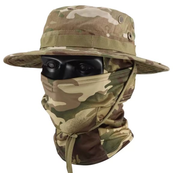 Fishing Hat with Detachable Face Mask - Quick-Dry UV Protection Sun Hat with Mesh Ventilation Design, Suitable for Fishing, Hiking, Camping, and Outdoo