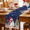 thumbnail image 5 of Navy Blue Christmas Table Runner - 70 Inch Long Snowman Xmas Tree Coastal Snowflake Starfish Cotton and Linen Blended Dress Scarves Farmhouse Table Runner for Kitchen Dining, Coffee Table, 13" x 70", 5 of 8