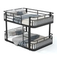 thumbnail image 5 of Queen over Queen Bunk Bed, Metal Frame, Ladders & Guardrails, Space-Saving, Teens Adults, Black, 5 of 10