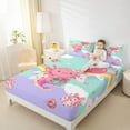 thumbnail image 4 of jejeloiu Kawaii Cartoon Axolotl Twin Sheet Sets,Cute Rainbow Stripes Twin Fitted Sheet,Girls Gifts Flat Sheet For Kids,Microfiber Bedroom Decor,3 Pieces, 4 of 7