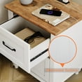 thumbnail image 4 of Nightstand Set of 2 with Charging Station Farmhouse Wooden End Table Sofa Side Table  with 2 Drawers for Bedroom Living Room, White/ Oak, 4 of 6
