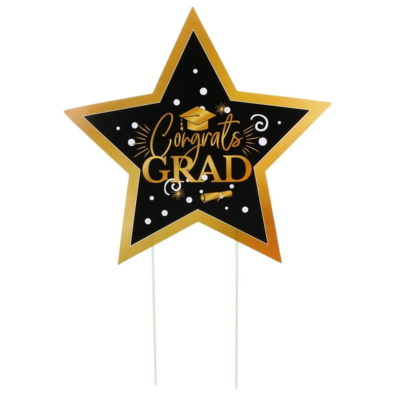 OUNONA 1pc Plastic Graduation Garden Yard Signs Outdoor Party Decorative Lawn Sign