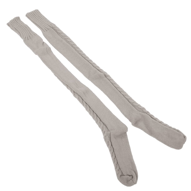 Calcetines Hasta El Muslo Para Botas Calcetines Altos Para Botas Calcetines Altos De Invierno Calcetines Largos Para Botas Calentadores De Piernas Medias Cable Knit Warm Leg Tube ANGGREK gris