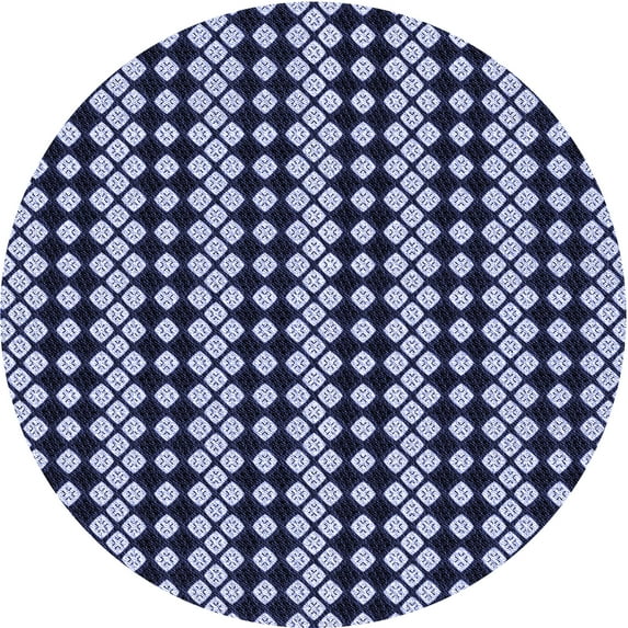 Ahgly Company Machine Washable Indoor Square Transitional Midnight Blue Area Rugs, 3' Square