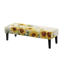 FUIALDOLG Cartoon Bee Sunflower Print Dining Bench Cover Anti-Dust Stretch Bench Cushion Cove with Elastic Edge Home Decor Rectangle Seat Protector for Bedroom, Kitchen