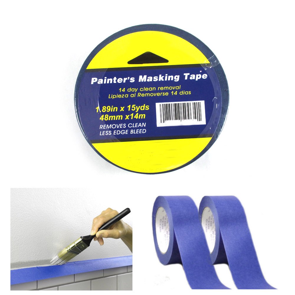3 Rolls Painters Blue Masking Paint Tape 1.89"x10Yd Multi Surface