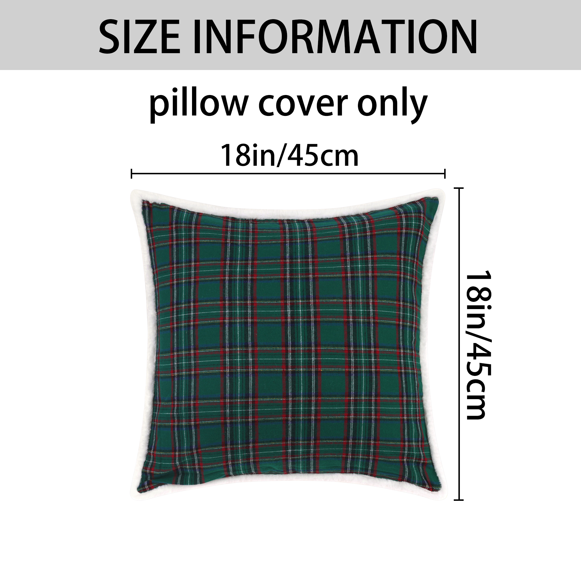 Unique Bargains 2 Pack Plaid Pillow Covers Double-Sided Checked Decorative Pillow Covers Green 18" x 18"
