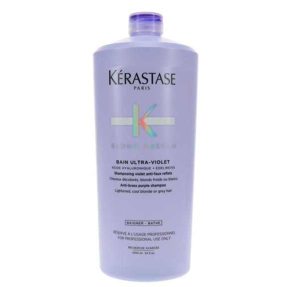 Kerastase Blond Absolu Anti Brass Purple Shampoo Lightened, Cool Blonde, & Gray Hair 34 oz