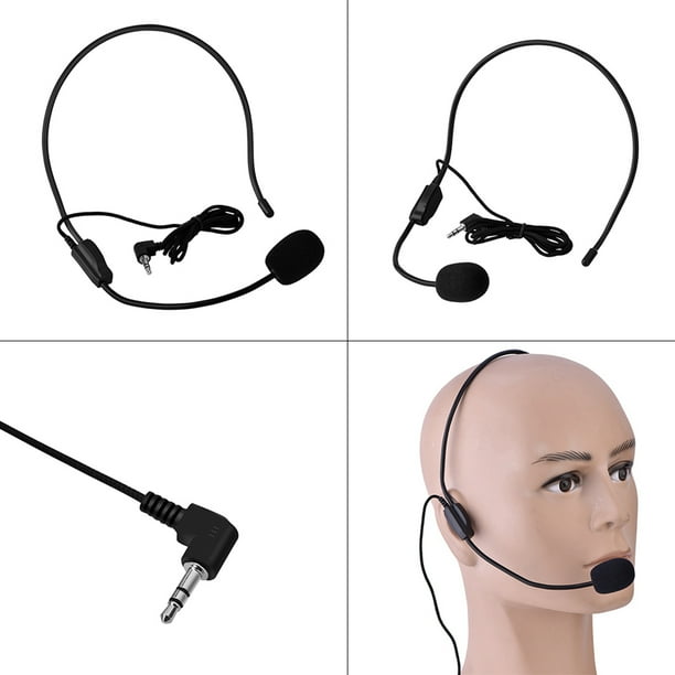 Micrófono Con Cable Montado en la Cabeza de 3,5 mm, Mini Micrófono de Audio Condensador Para Altavoz Amplificador de Voz
